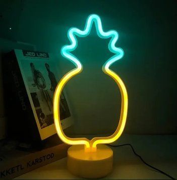 Неоновий світлодіодний нічник для інтер'єру Decoration Lamp Ананас USB/3хАА Теплий білий 32см | Настільне світло 319 фото