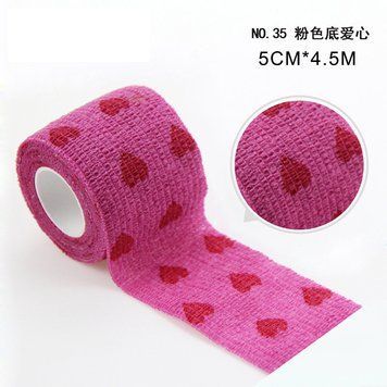 Бинт самоклеящийся эластичный Coban 5 см фиксирующий самоскрепляющийся, бинт кобан, малюнок рожевий 261 фото