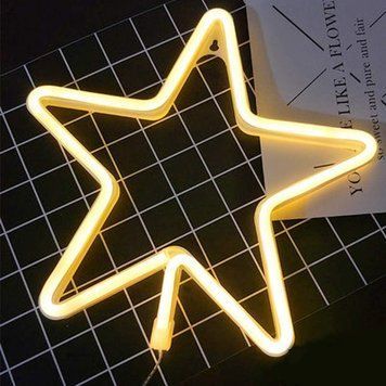 Неоновий світлодіодний нічник для інтер'єру Decoration Lamp зірка USB/3хАА Теплий білий 28см | Настільне світло 308 фото