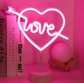Неоновий світлодіодний нічник для інтер'єру Decoration Lamp серце USB/3хАА Теплий рожевий | Настільне світло 306 фото