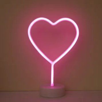 Неоновий світлодіодний нічник для інтер'єру Decoration Lamp сердце USB/3хАА Теплий Рожевий | Настільне світло 305 фото