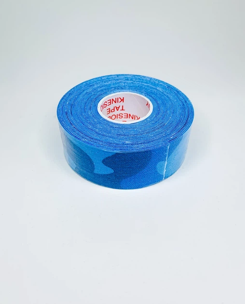 Тейп Кінезіо 2.5 см, кінезіологічна стрічка Kinesiology Tape Sportstape Sport & Therapy, 2.5 см, камуфляж синій 1004 фото
