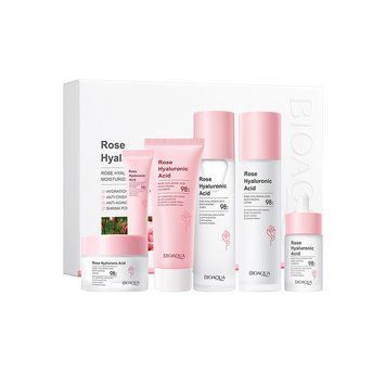 Набір для догляду за обличчям BIOAQUA Rose Hyaluronic Acid 98% Moisturizing Set (6 предметів) &ndash; глибоке зволоження, трояндова гідр 376 фото